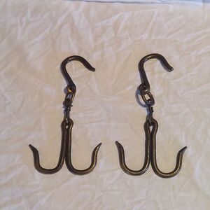 Vintage Butcher Hooks Primitive Hooks Garden Or Kitchen x 2